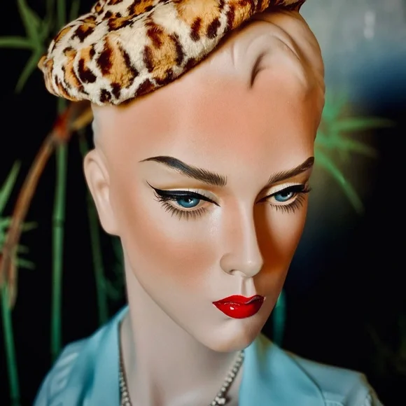 ♥️ Vintage Animal Print Fur Muff and Pillbox Hat - Picture 3 of 16